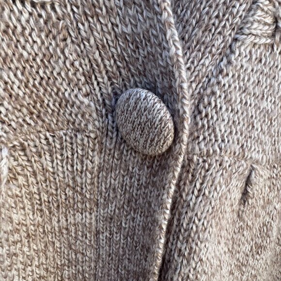 LA Blues Chunky Cable Knit Soft Gray Short Sleeve One Button Cardigan Sweater - Picture 5 of 10